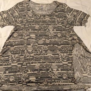 Lularoe Gray and Off-White Perfect T Size L